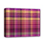 Magenta Gold Madras Plaid Deluxe Canvas 14  x 11  (Stretched)
