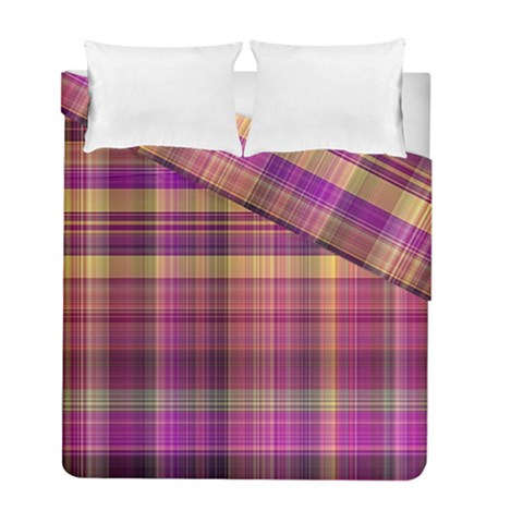 Magenta Gold Madras Plaid Duvet Cover Double Side (Full/ Double Size) from ArtsNow.com