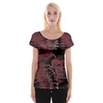 Red Black Abstract Art Cap Sleeve Top