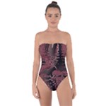 Red Black Abstract Art Tie Back One Piece Swimsuit