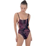 Red Black Abstract Art Tie Strap One Piece Swimsuit