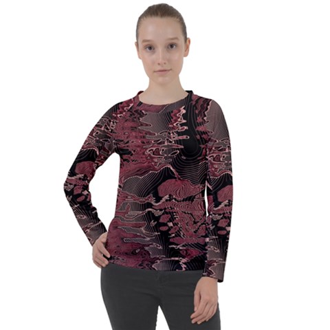 Red Black Abstract Art Women s Long Sleeve Raglan Tee from ArtsNow.com