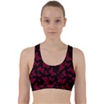 Red and Black Butterflies Back Weave Sports Bra