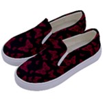 Red and Black Butterflies Kids  Canvas Slip Ons