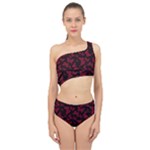 Red and Black Butterflies Spliced Up Two Piece Swimsuit