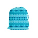 Boho Aqua Blue Drawstring Pouch (Large)