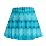 Boho Aqua Blue Mini Flare Skirt