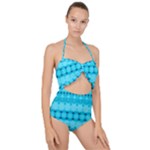 Boho Aqua Blue Scallop Top Cut Out Swimsuit