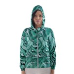 Biscay Green Swirls Women s Hooded Windbreaker