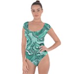 Biscay Green Swirls Short Sleeve Leotard 