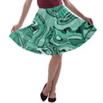 Biscay Green Swirls A-line Skater Skirt