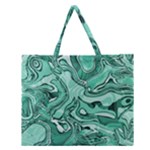 Biscay Green Swirls Zipper Large Tote Bag