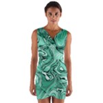 Biscay Green Swirls Wrap Front Bodycon Dress