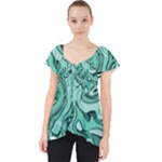 Biscay Green Swirls Lace Front Dolly Top