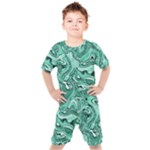 Biscay Green Swirls Kids  Tee and Shorts Set