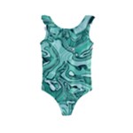 Biscay Green Swirls Kids  Frill Swimsuit