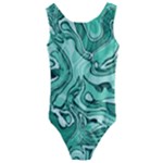 Biscay Green Swirls Kids  Cut-Out Back One Piece Swimsuit