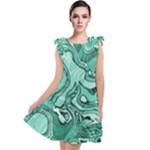 Biscay Green Swirls Tie Up Tunic Dress