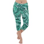 Biscay Green Swirls Lightweight Velour Capri Yoga Leggings