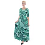 Biscay Green Swirls Half Sleeves Maxi Dress