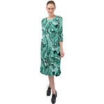 Biscay Green Swirls Ruffle End Midi Chiffon Dress