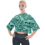 Biscay Green Swirls Mock Neck Tee