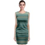 Boho Teal Green Stripes Sleeveless Velvet Midi Dress