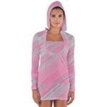 Turquoise and Pink Striped Long Sleeve Hooded T-shirt