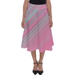 Turquoise and Pink Striped Perfect Length Midi Skirt