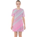 Turquoise and Pink Striped Sixties Short Sleeve Mini Dress