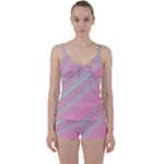 Turquoise and Pink Striped Tie Front Two Piece Tankini