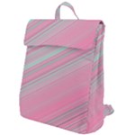 Turquoise and Pink Striped Flap Top Backpack