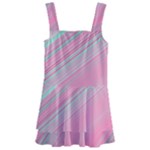Turquoise and Pink Striped Kids  Layered Skirt Swimsuit