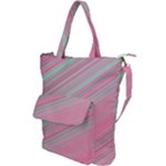 Turquoise and Pink Striped Shoulder Tote Bag