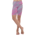 Turquoise and Pink Striped Kids  Lightweight Velour Cropped Yoga Leggings
