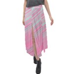 Turquoise and Pink Striped Velour Split Maxi Skirt