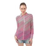 Turquoise and Pink Striped Long Sleeve Chiffon Shirt