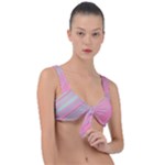 Turquoise and Pink Striped Front Tie Bikini Top