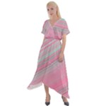 Turquoise and Pink Striped Cross Front Sharkbite Hem Maxi Dress