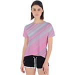 Turquoise and Pink Striped Open Back Sport Tee