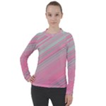 Turquoise and Pink Striped Women s Pique Long Sleeve Tee
