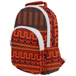 Boho Aztec Rust Orange Color Stripes Rounded Multi Pocket Backpack