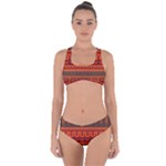 Boho Aztec Rust Orange Color Stripes Criss Cross Bikini Set