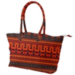 Boho Aztec Rust Orange Color Stripes Canvas Shoulder Bag