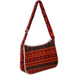 Boho Aztec Rust Orange Color Stripes Zip Up Shoulder Bag