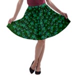 Leaf Forest And Blue Flowers In Peace A-line Skater Skirt