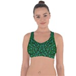 Leaf Forest And Blue Flowers In Peace Cross String Back Sports Bra