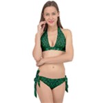 Leaf Forest And Blue Flowers In Peace Tie It Up Bikini Set