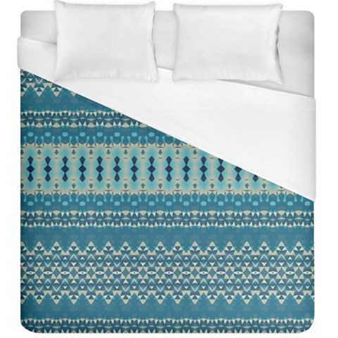 Boho Blue Teal Striped Duvet Cover (King Size) from ArtsNow.com