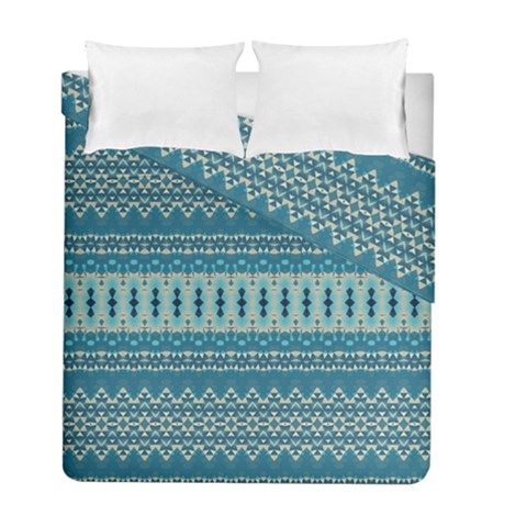 Boho Blue Teal Striped Duvet Cover Double Side (Full/ Double Size) from ArtsNow.com